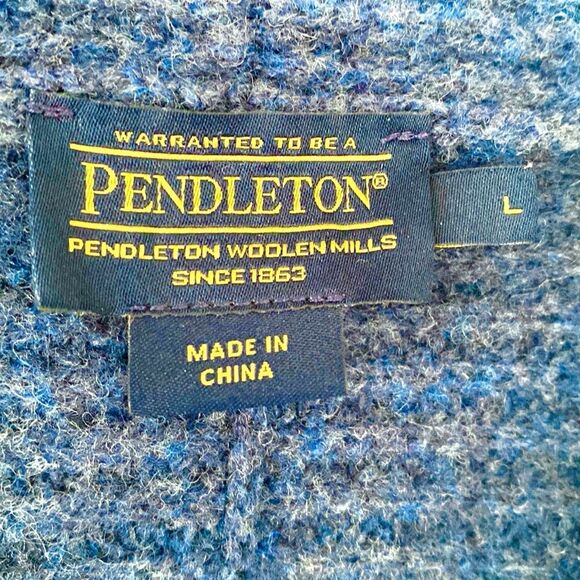 Pendleton Thick Blue Wool Cardigan Sweater V-Neck Buttons Ribbed Knit Oversized - Picture 7 of 8